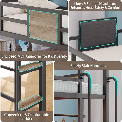 Dnxao Full Loft Bed with Desk and 5 Storage Drawers
